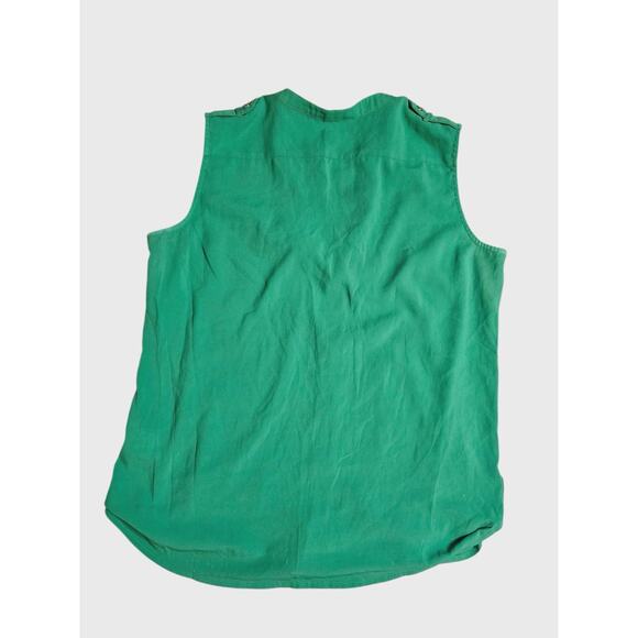 Calvin Klein Women’s Sleeveless Zip Pocket Blouse Top Green Size Small - Picture 4 of 6